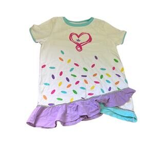 5 for $20 Jojo's Closet Heart Colorful Confetti Ruffled Short Sleeve Top